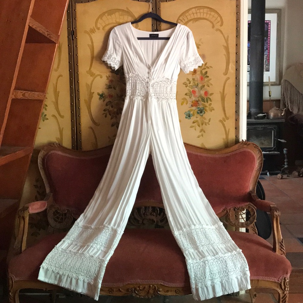 🔮Majorelle White Bohemian Lace Jumpsuit - Picture 2 of 9